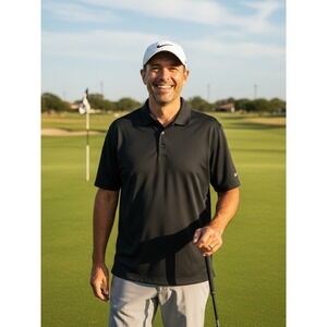Nike Golf Black Dri-Fit UV Protection Classic Polo Shirt Outdoor Mens Size XL